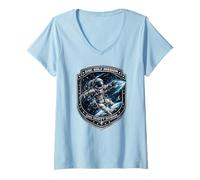 Women's Disc Golf Mission Zero Gravity Astronaut Frolf Gift Tee V-Neck T-Shirt
