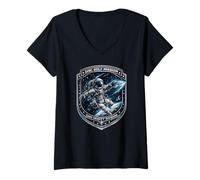 Women's Disc Golf Mission Zero Gravity Astronaut Frolf Gift Tee V-Neck T-Shirt