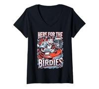 Women's Disc Golf Player Samurai Cat Funny Here for The Birdies V-Neck T-Shirt