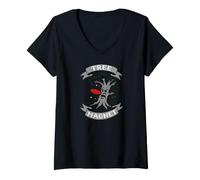 Women's Disc Golf Tree Magnet Funny Frolf Player Art V-Neck T-Shirt