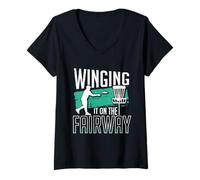 Womens Disc Golf Winging It On the Fairway V-Neck T-Shirt