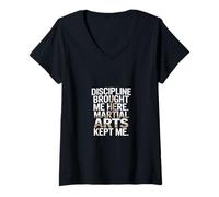 Women's Discipline Brought Me Here Martial Arts Kept Me V-Neck T-Shirt