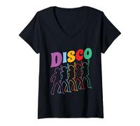 Womens Disco 70s Disco Themed Vintage Retro Dancing 1970's Style V-Neck T-Shirt