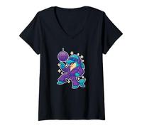 Womens Disco Dolphin Dance Moves V-Neck T-Shirt