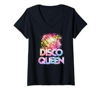 Womens Disco Queen - 70's Disco Themed Vintage Seventies Costume V-Neck T-Shirt