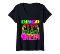 Womens Disco Queen - 70's Disco Vintage Retro Seventies Costume V-Neck T-Shirt