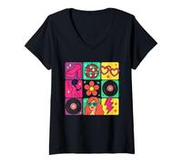 Womens Disco Queen 80's Retro Vintage Dancing Costume Women Girls V-Neck T-Shirt
