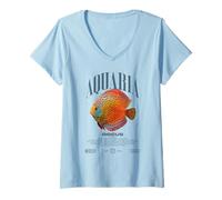 Womens Discus Cichlid Fish Keeper Modern Streetwear V-Neck T-Shirt