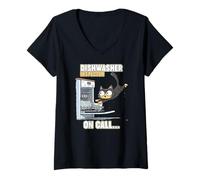 Womens Dishwasher inspector on call V-Neck T-Shirt