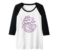 Womens Disney Alice In Wonderland Cheshire Cat Smile Raglan Baseball Tee