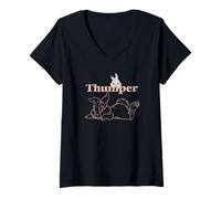 Womens Disney Bambi Thumper Peach Outline V-Neck T-Shirt