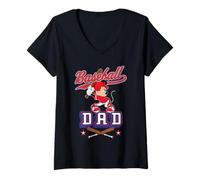 Women's Disney Baseball Dad Sports Minnie Mouse Father's Day Tee V-Neck T-Shirt