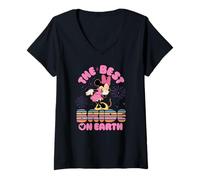 Womens Disney Best Bride on Earth Mickey & Minnie Honeymoon Trip V-Neck T-Shirt