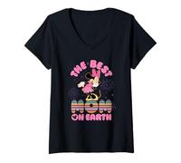 Womens Disney "Best Mom on Earth" Mickey & Minnie Family Trip V-Neck T-Shirt