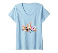 Women's Disney Cats Kitten Friends V-Neck T-Shirt, Baby Blue, Medium