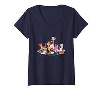 Women's Disney Cats Kitten Friends V-Neck T-Shirt, Navy Blue, Small