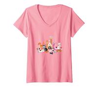 Women's Disney Cats Kitten Friends V-Neck T-Shirt, Pink, Large