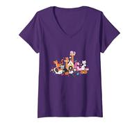Women's Disney Cats Kitten Friends V-Neck T-Shirt, Purple, X-Large