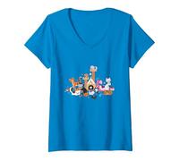 Women's Disney Cats Kitten Friends V-Neck T-Shirt, Sapphire Blue, Small