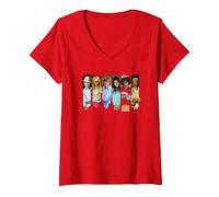 Women's Disney Channel High School Musical Characters V-Neck T-Shirt, Red, Medium