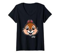 Womens Disney Chip Big Face Chip 'n Dale Chipmunk Trip Matching V-Neck T-Shirt