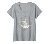 Women's Disney Classic Thumper Sweet As Can Be V-Neck T-Shirt, Heather Grey, XX-Large
