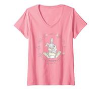 Women's Disney Classic Thumper Sweet As Can Be V-Neck T-Shirt, Pink, Large
