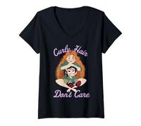 Womens Disney Comfy Princess Merida Curly Hair Don't Care V-Neck T-Shirt