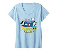 Women's Disney Cruise Family Group Vacation Matching All Aboard 2025 V-Neck T-Shirt, Baby Blue, Medium