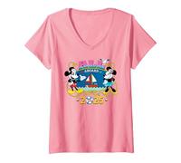 Women's Disney Cruise Family Group Vacation Matching All Aboard 2025 V-Neck T-Shirt, Pink, Medium