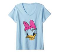 Womens Disney Daisy Duck Head Painted V-Neck T-Shirt