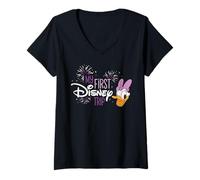 Women's Disney Daisy Duck My First Disney Trip Family Vacation V-Neck T-Shirt