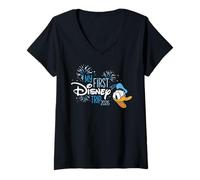 Women's Disney Donald Duck My First Disney Trip 2026 Vacation V-Neck T-Shirt