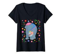 Women's Disney Dumbo & Mrs. Jumbo Elephant Mom and Baby Son Collage V-Neck T-Shirt