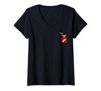 Womens Disney Dumbo Timothy Q Mouse Faux Pocket V-Neck T-Shirt