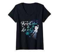 Womens Disney Frozen Elsa Keep Calm & Let It Go V-Neck T-Shirt