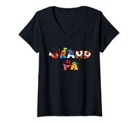 Womens Disney Grandpa Mickey Mouse and Friends Letters Family Trip V-Neck T-Shirt