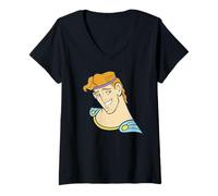 Women's Disney Hercules Big Face Costume Matching V-Neck T-Shirt