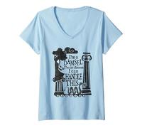 Women's Disney Hercules Meg Damsel Retro Quote Poster V-Neck T-Shirt, Baby Blue, Medium