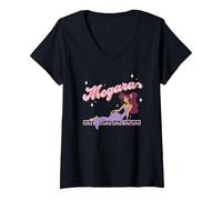 Women's Disney Hercules Megara Posing On A Starry Night Portrait V-Neck T-Shirt, Black, Small