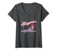 Women's Disney Hercules Megara Posing On A Starry Night Portrait V-Neck T-Shirt, Dark Heather Grey, Small
