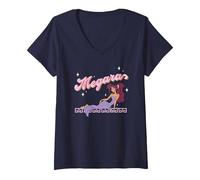 Women's Disney Hercules Megara Posing On A Starry Night Portrait V-Neck T-Shirt, Navy Blue, Medium