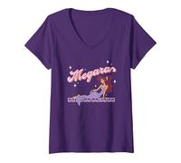 Women's Disney Hercules Megara Posing On A Starry Night Portrait V-Neck T-Shirt, Purple, Medium