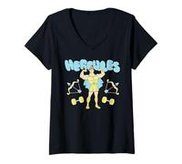 Women's Disney Hercules Retro Workout Power Pose V-Neck T-Shirt