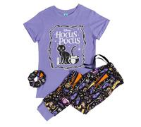 Womens Disney Hocus Pocus Thackery Binx Pyjamas with Scrunchie Purple