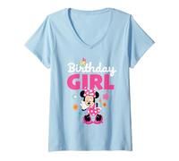 Womens Disney Jr. Minnie Mouse "Birthday Girl" Birthday Party V-Neck T-Shirt