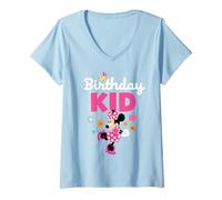 Womens Disney Jr. Minnie Mouse "Birthday Kid" Birthday Party V-Neck T-Shirt