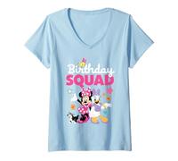 Womens Disney Jr. Minnie Mouse "Birthday Squad" Birthday Party V-Neck T-Shirt