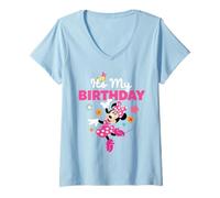 Womens Disney Jr. Minnie Mouse "It's My Birthday" Birthday Party V-Neck T-Shirt