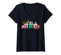 Womens Disney Lil Bro Candy Cane Holiday Christmas Family Trip Gift V-Neck T-Shirt